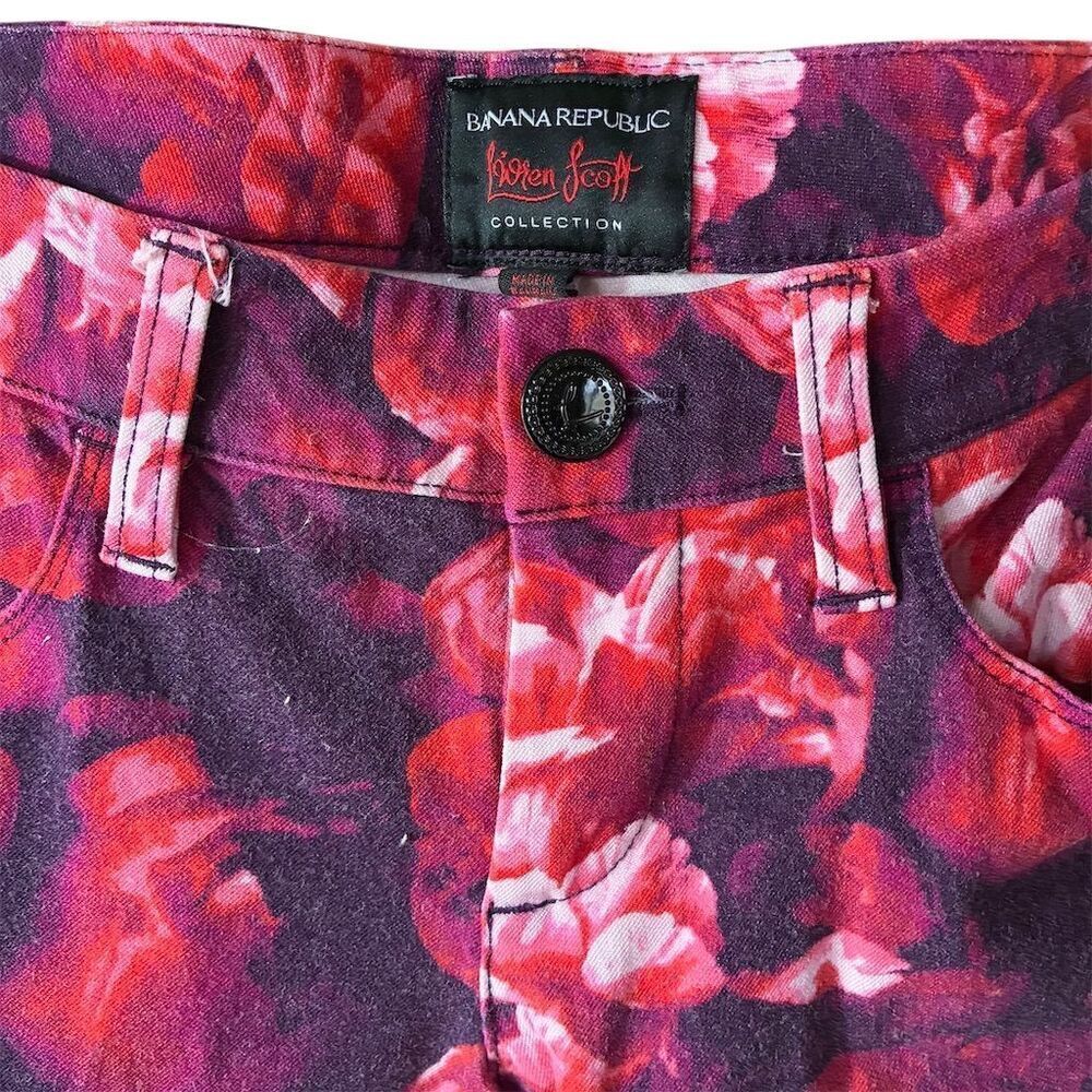 Banana Republic Women's Floral Skinny Ankle Pants Multicolor Size 0 - Picture 2 of 10